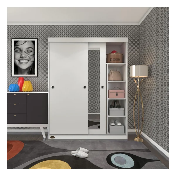 Kenzlife Papatya 140 Cm Aynalı Sürgülü Dolap - Görsel 6