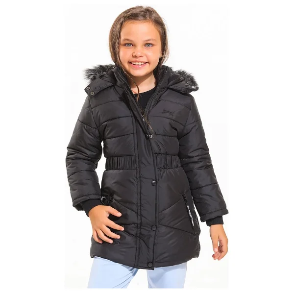 Slazenger Candy Kapüşonlu Siyah Çocuk Şişme Mont - Görsel 3