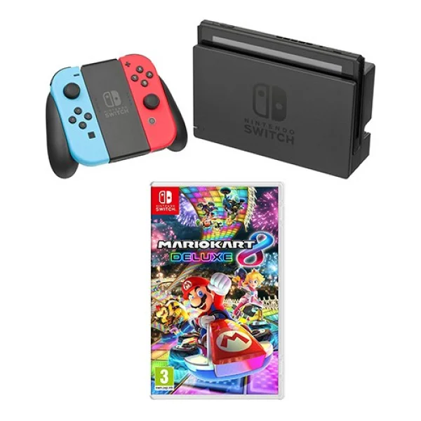 Nintendo Switch Konsol Neon Red Blue + Mario Kart 8 Deluxe Nintendo Switch Oyun - Görsel 2