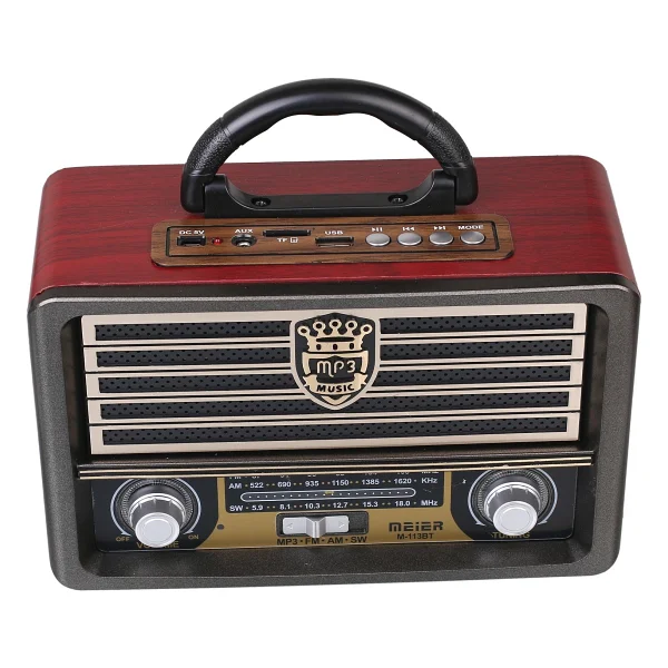 Meier M-113bt Krem USB Sd Mp3 Şarjlı Bluetooth Nostaljik Radyo - Görsel 4