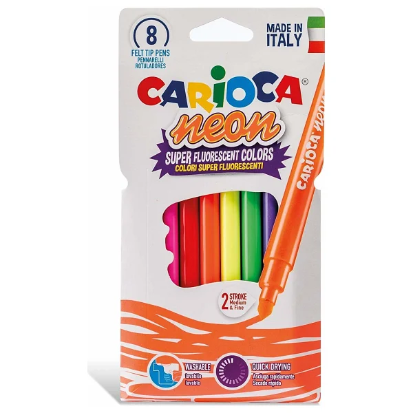 Carioca Neon Süper Yıkanabilir 8'li Keçeli Kalem Seti - Görsel 7