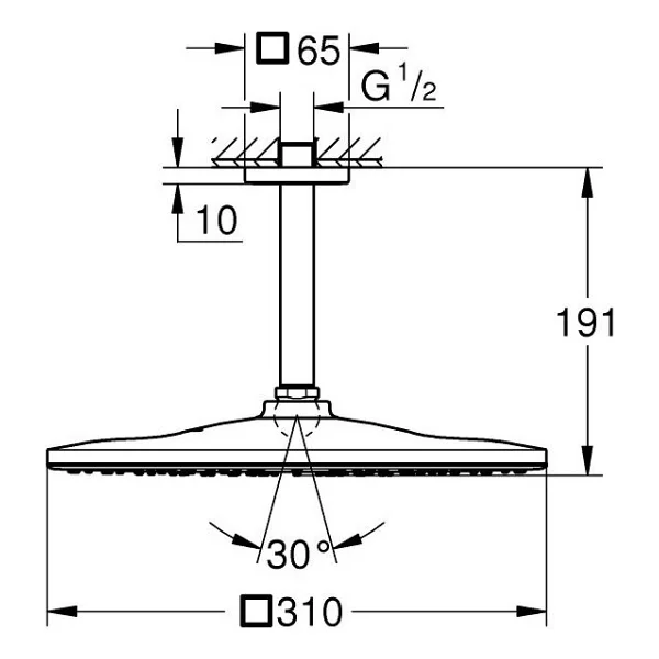 Grohe Rainshower Mono 310 Cube 26566000 142 mm Krom Tepe Duşu - Görsel 3
