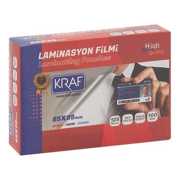 Kraf 65x95 Mm 125 Mic 100'lü Laminasyon Filmi 2126 - Görsel 2