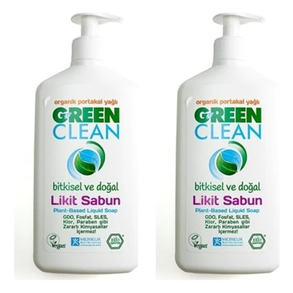 U Green Clean Organik Portakal Yağlı Bitkisel Likit Sabun 500 Ml 2'li - Görsel 2