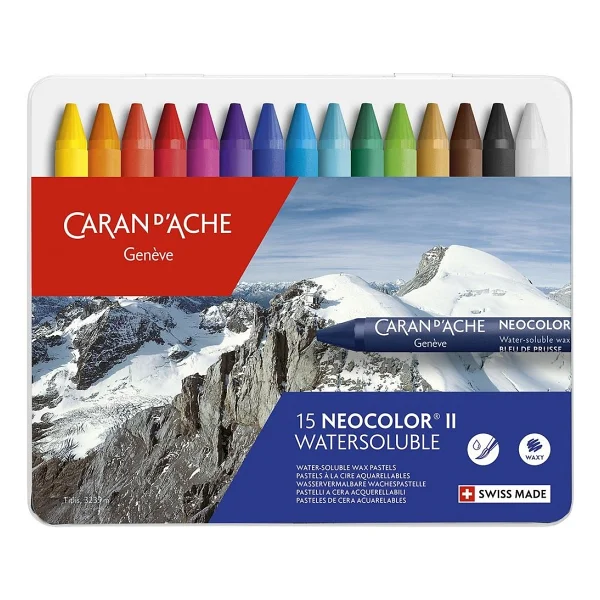 Caran D'ache Neocolor 15 Renk Water Soluble Wax Pastel Boya - Görsel 3
