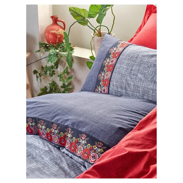 Cotton Box Folk Art Lacivert Çift Kişilik Nevresim Takımı - Görsel 6