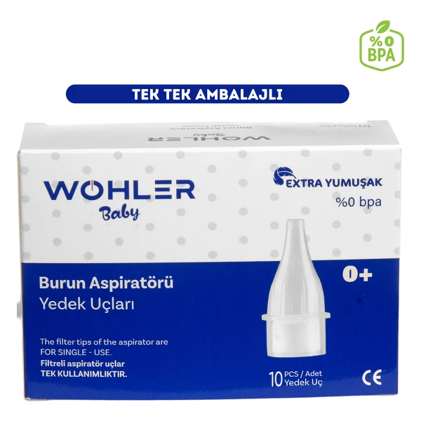 Wohler Baby Burun Aspiratörü Yedek Uç - Ekstra Yumuşak, Bpa İçermez, Tek Kullanımlık Silikon, 10'lu Paket, Manuel Ve Taşınabilir Kullanım - Görsel 8
