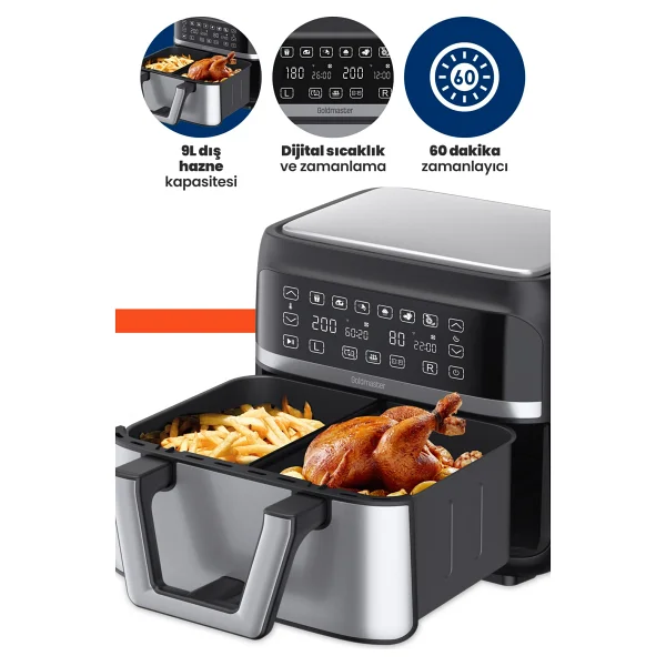 Goldmaster Doublefry Gm7489 9 Lt Yağsız Fritöz - Görsel 4