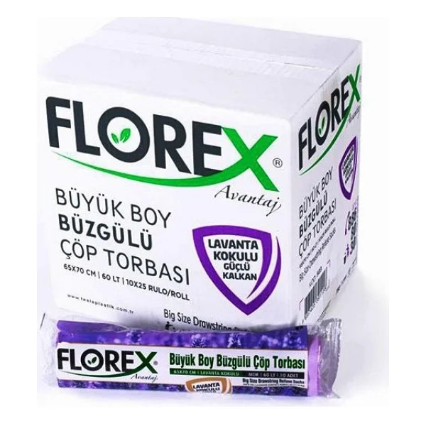 Florex Lavanta Kokulu Büzgülü Büyük Boy Çöp Poşeti 10'lu 25 Adet - Görsel 5