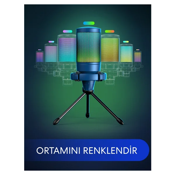 Fifine Ampligame A6v Mavi RGB USB Yayıncı Mikrofonu - Görsel 10