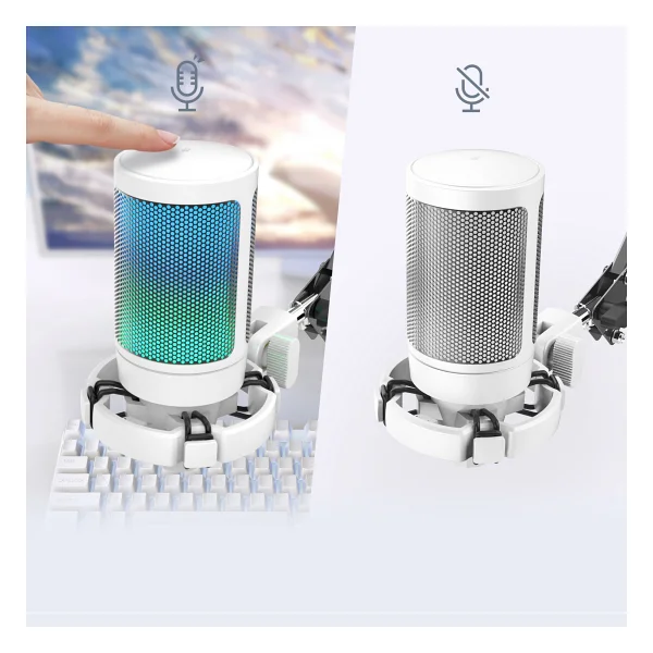 Fifine Ampligame A6t Beyaz RGB USB Yayıncı Mikrofonu - Görsel 4
