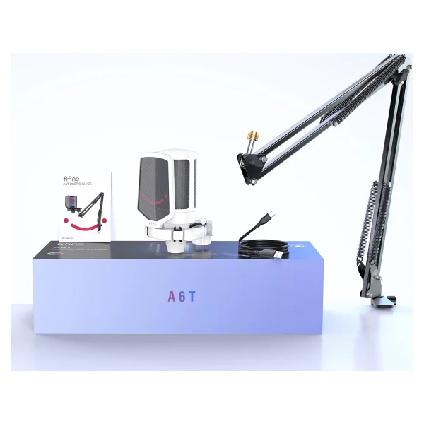 Fifine Ampligame A6t Beyaz RGB USB Yayıncı Mikrofonu - Görsel 5