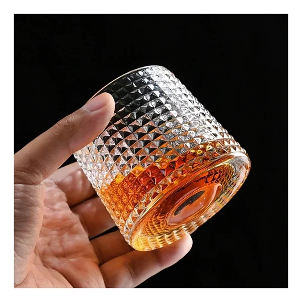 Hubby Chef Viski Kokteyl Bardağı Kadehi 360 Dönen Cam Bardağı 2li Set 160ml - Beyaz - Görsel 6
