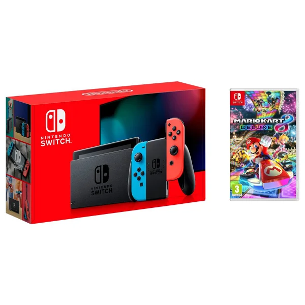 Nintendo Switch Konsol Neon Red Blue Joy / Con - Yeni V2 Model + Mario Kart 8 Deluxe Oyunu - Görsel 7