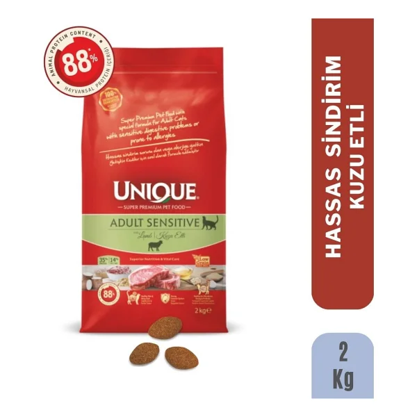 Unique Sensitive Kuzu Etli 2 Kg Yetişkin Kedi Maması - Görsel 2