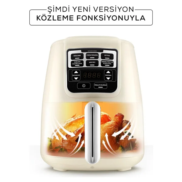Karaca Air Pro Cook Köz XL Airfryer 4 Lt Yağsız Space Gray Black Fritöz - Görsel 9
