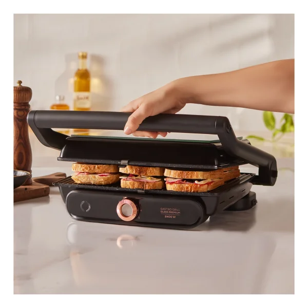 Karaca Gastro Grill Glass Premium 2400 W Mat Siyah Tost Makinesi - Görsel 3