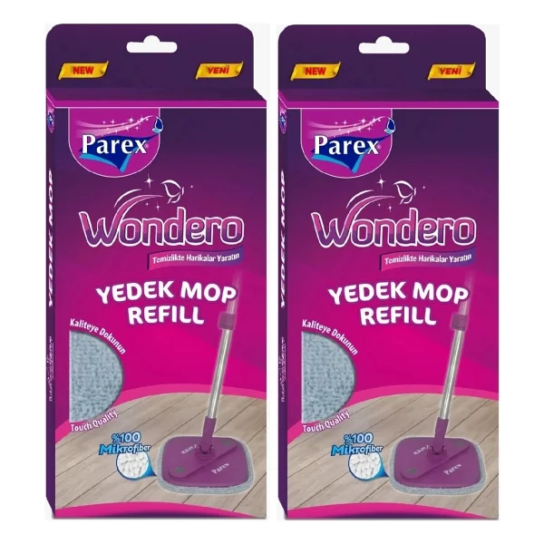 Parex Wondero Yedek Mop İkili Paket Gri Renkli Yüksek Emicilik Özellikli Temizlik Ürünü - Görsel 4