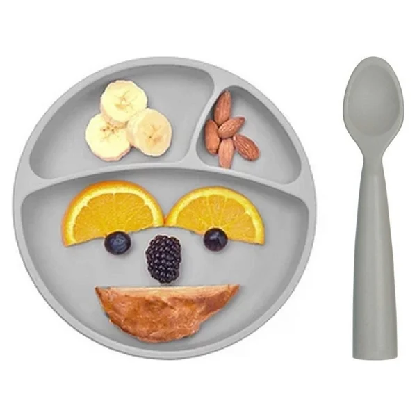 Oioi Mavi Vakum Tabanlı Silikon Tabak Ve Kaşık Set - Görsel 8