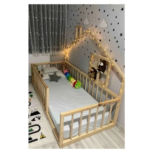 Enjoy Life Montessori Bebek Ve Çocuk Karyolası Doğal Ahşap Yatak - 90 X 190 Cm - Görsel 2