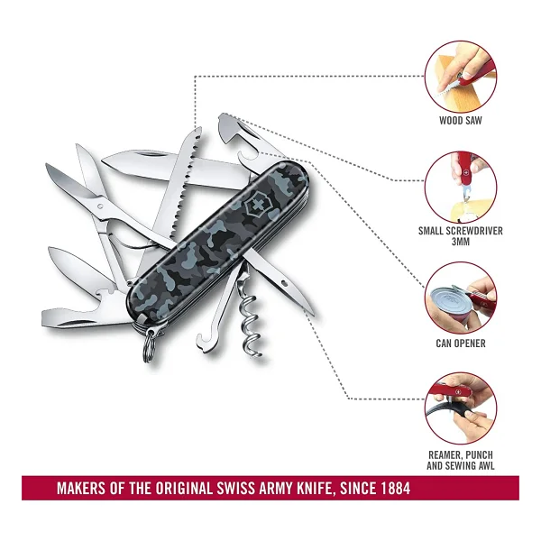 Victorinox Huntsman 1.3713.942 Mavi Kamuflaj 15 Fonksiyonlu Çok Amaçlı Çakı - Görsel 4