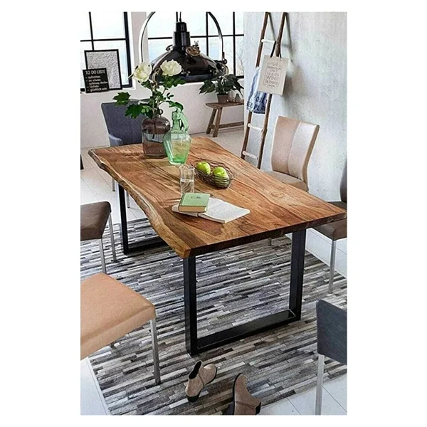 Enjoy Life Ahşap Kütük Yemek Masası Kare Ayak - 70 X 140 - Görsel 4