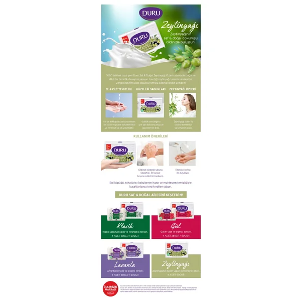 Duru Saf & Doğal Zeytinyağlı 4x150 Gr Banyo Sabunu - Görsel 2