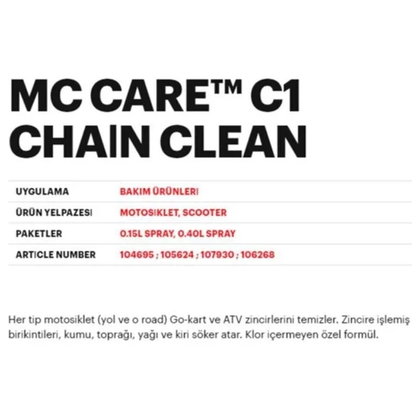 Motul C1 C4 Zincir Temizleme , Zincir Yağlama - Görsel 3