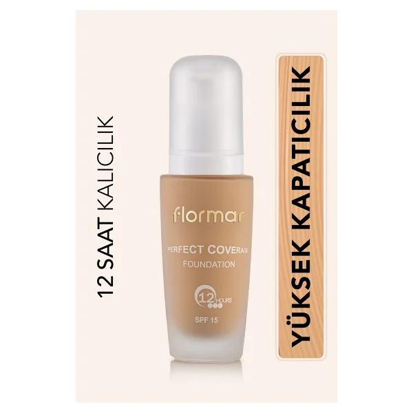 Flormar Perfect Coverage Yarı Parlak Bitişli Spf 15 103 Creamy Beige 30 Ml Likit Fondöten - Görsel 9