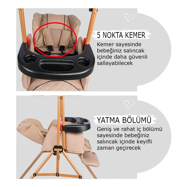 Baby Home 850 Cup Mama Sandalyesi Ve Bebek Salıncağı - Görsel 4