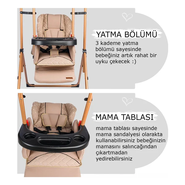 Baby Home 850 Cup Mama Sandalyesi Ve Bebek Salıncağı - Görsel 5