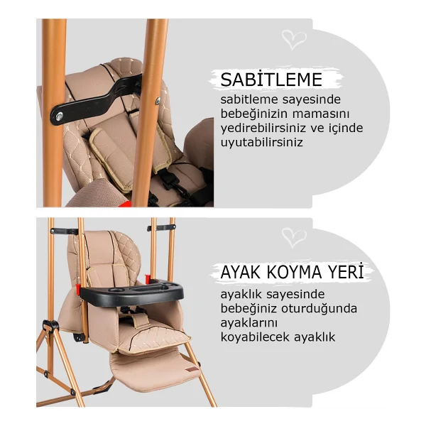 Baby Home 850 Cup Gri Mama Sandalyesi Ve Bebek Salıncağı - Görsel 4