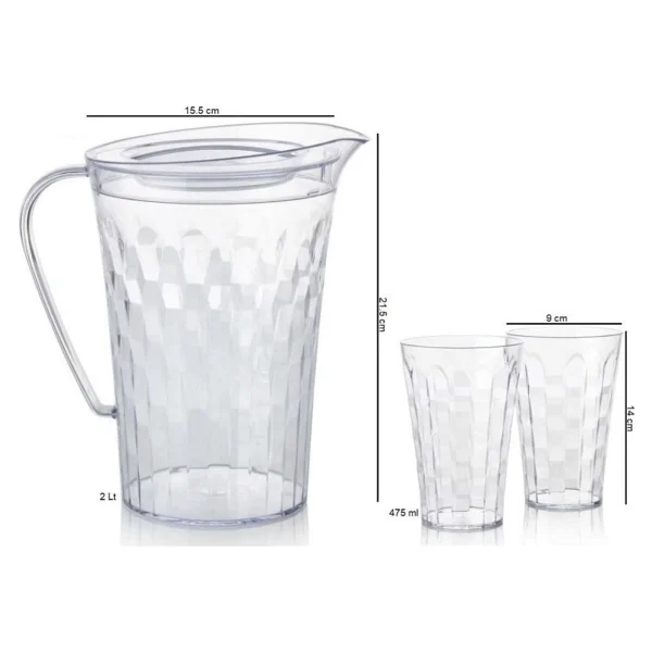Tupperware Pırlanta Sürahi Bardak Set Şeffaf Sürahi 2 Lt 2 X Bardak - Görsel 2