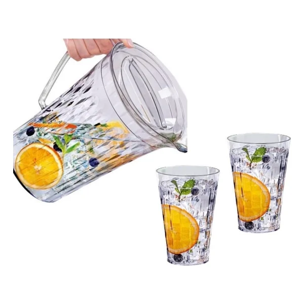 Tupperware Pırlanta Sürahi Bardak Set Şeffaf Sürahi 2 Lt 2 X Bardak - Görsel 3