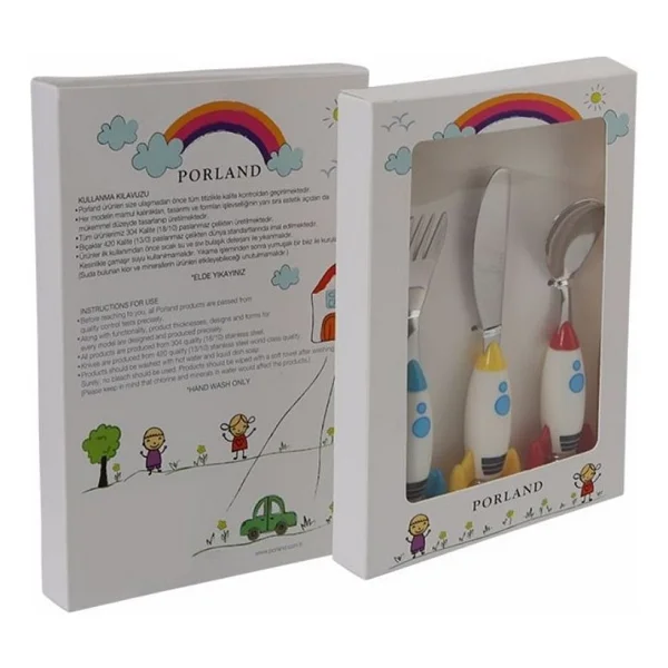 Porland Mini Rocket 3 Parça Çocuk Çatal Kaşık Bıçak Takımı - Görsel 9