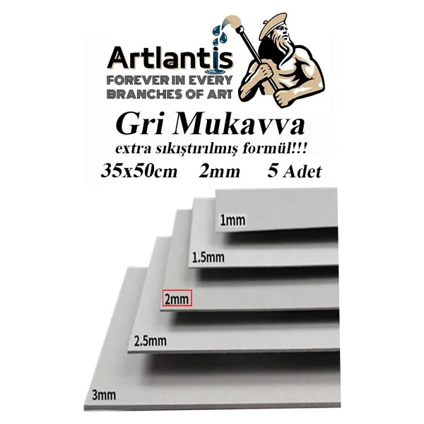 Mukavva Gri 2 Mm 35x50 Cm 5 Adet Sert Karton Ekstra Sıkıştırılmış 35x50 Mukavva Gri Renkli 2mm 5 Adet - Görsel 6