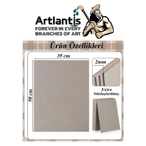 Mukavva Gri 2 Mm 35x50 Cm 5 Adet Sert Karton Ekstra Sıkıştırılmış 35x50 Mukavva Gri Renkli 2mm 5 Adet - Görsel 2