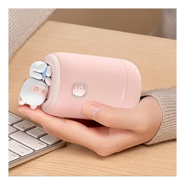 Benks Ns03 10000 mAh Dijital Ekran El Isıtıcı Özellikli Pembe Hızlı Şarj Powerbank - Görsel 2
