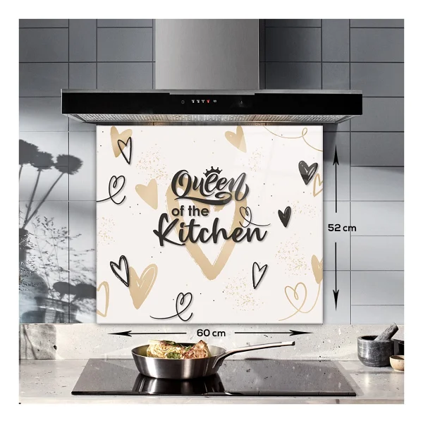 Decorita Cam Ocak Arkası Koruyucu Queen Of The Kitchen - Krem - 52 X 60 Cm - Görsel 2