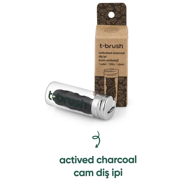 T-Brush Kömür Aromalı Cam Şişe 30 m Diş İpi - Görsel 10