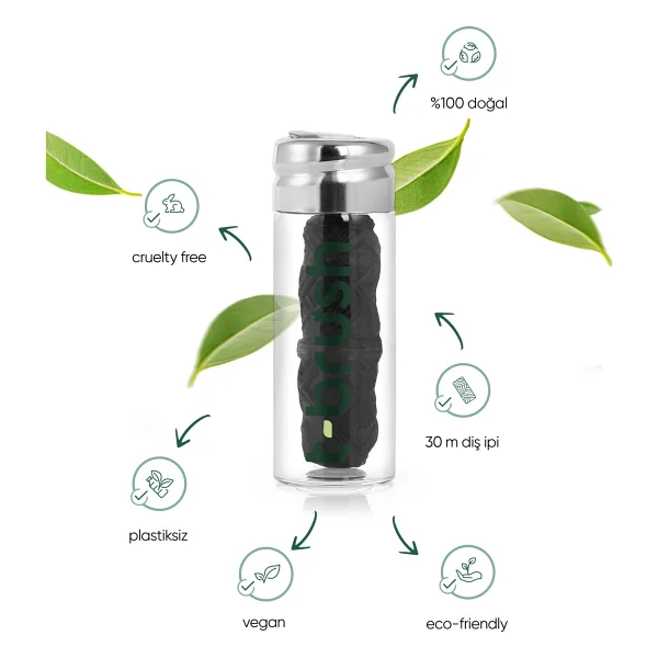 T-Brush Kömür Aromalı Cam Şişe 30 m Diş İpi - Görsel 2