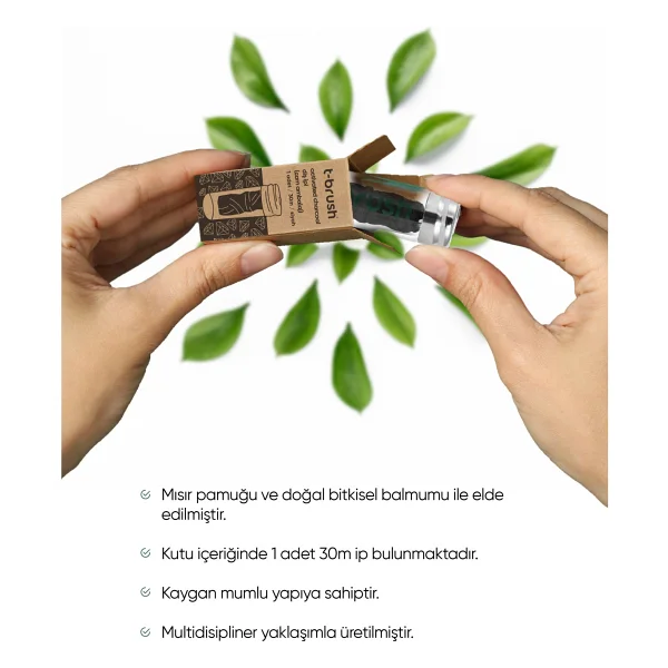 T-Brush Kömür Aromalı Cam Şişe 30 m Diş İpi - Görsel 3