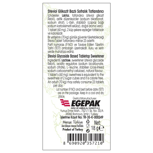 Takita Stevia Tatlandırıcı 300 Tablet - Görsel 2