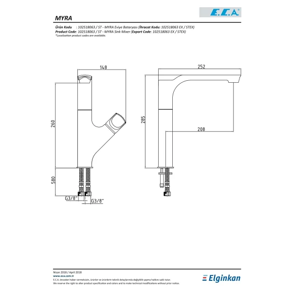 E.C.A. Myra 102518063 Inox Mutfak Bataryası - Görsel 2