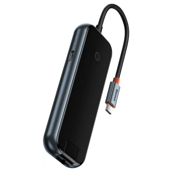 Baseus Acmejoy Serisi 5 In 1 Çevirici Dönüştürücü Hub Type-C To 2xusb 3.0 + USB 2.0 + USB-C Pd + Rj45 - Siyah - Görsel 2