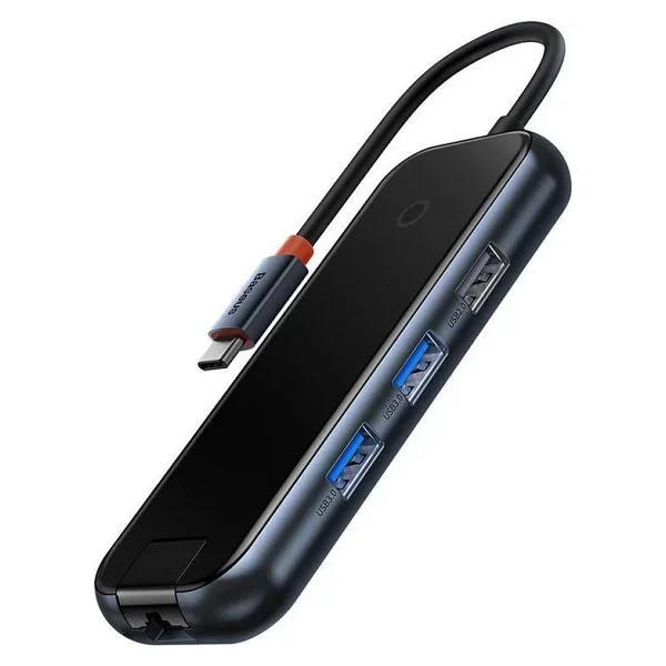 Baseus Acmejoy Serisi 5 In 1 Çevirici Dönüştürücü Hub Type-C To 2xusb 3.0 + USB 2.0 + USB-C Pd + Rj45 - Siyah - Görsel 3