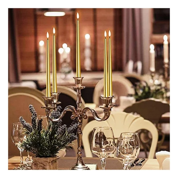 Kuzey 10 Adet Gold Candlestıck Gold Şamdan Mumu Sarı Mum Parlak Gold Şamdan Mumu Masa Mumu Kalın Uzun Mum - Görsel 3