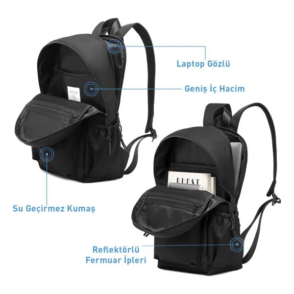 Smart Bags 3157 Okul Boyu Laptop Gözlü Sırt Çantası - Görsel 5
