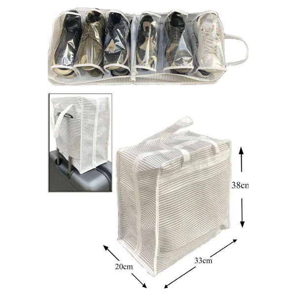 Ayakkabı Saklama Ve Taşıma Çantası (Çizgili Model) Shoe Tote - Görsel 4