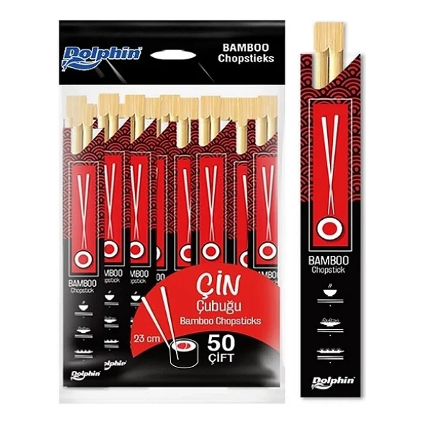 Dolphın Bambu Çin Çubuğu (Chopsticks) 23 Cm 50 Çift - Görsel 2